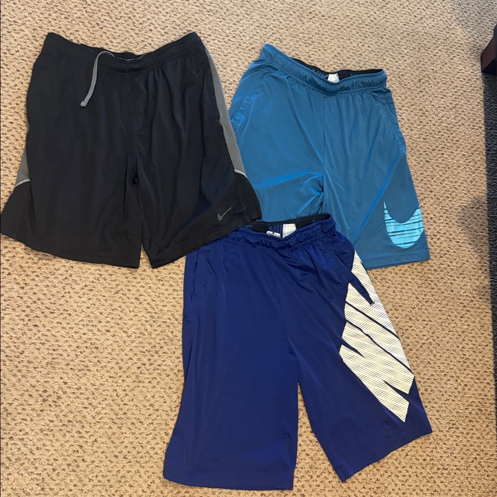 Nike Men's Athletic Shorts - Black, Blue, and Navy